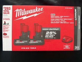 Milwaukee M12 12V Lithium-Ion XC High Output 5.0 Ah Battery Pack (2-Pack) Starter Kit with Charger