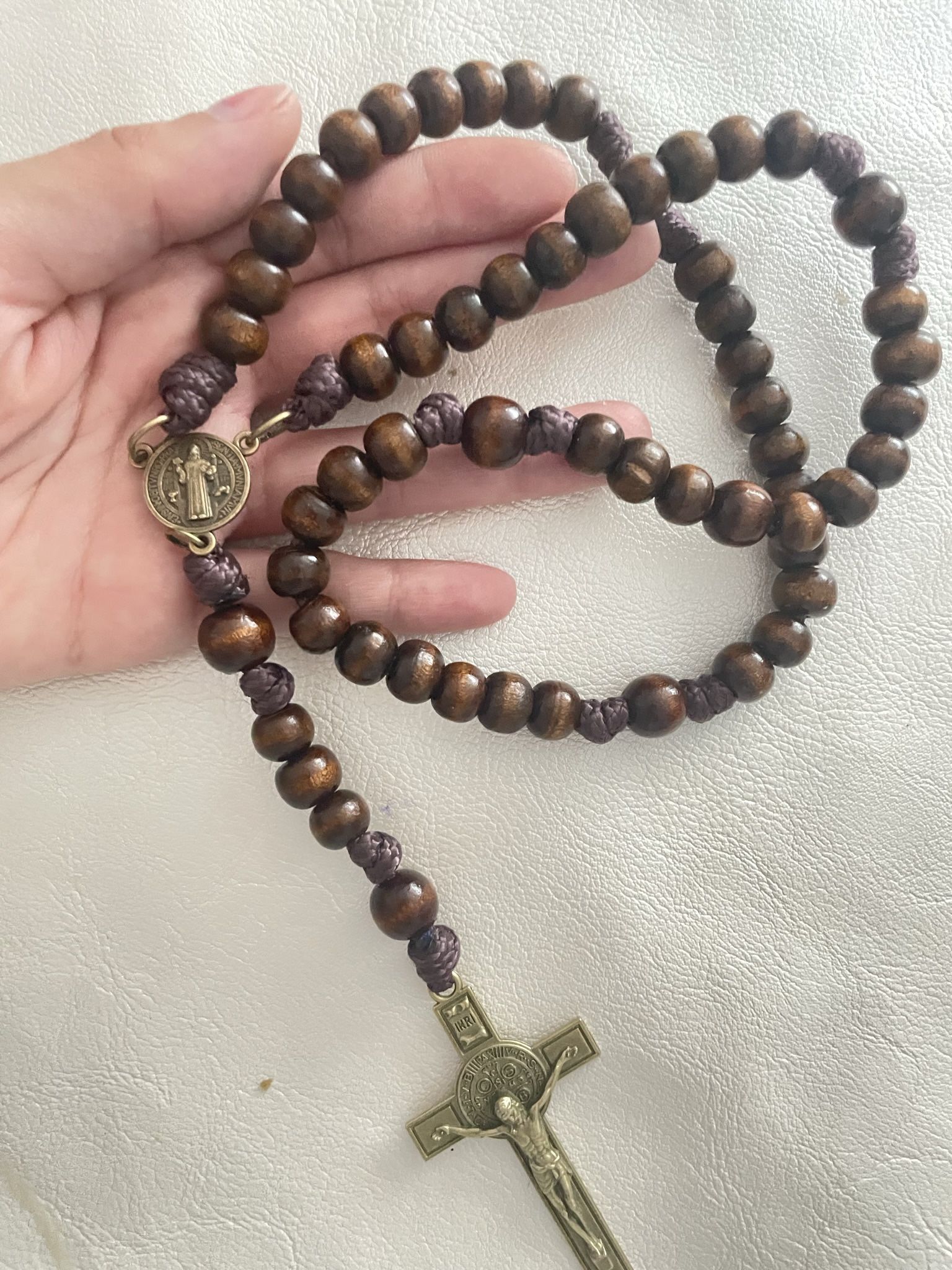St. Benedict Brown Corded Rosary
