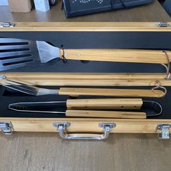 Grilling BBQ Set with Bamboo Case