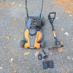 Worx 40 V Mower And Trimmer (Batteries & Charger Included)