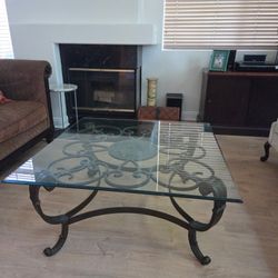 Glass Top Coffee Table With Cast Iron Legs 