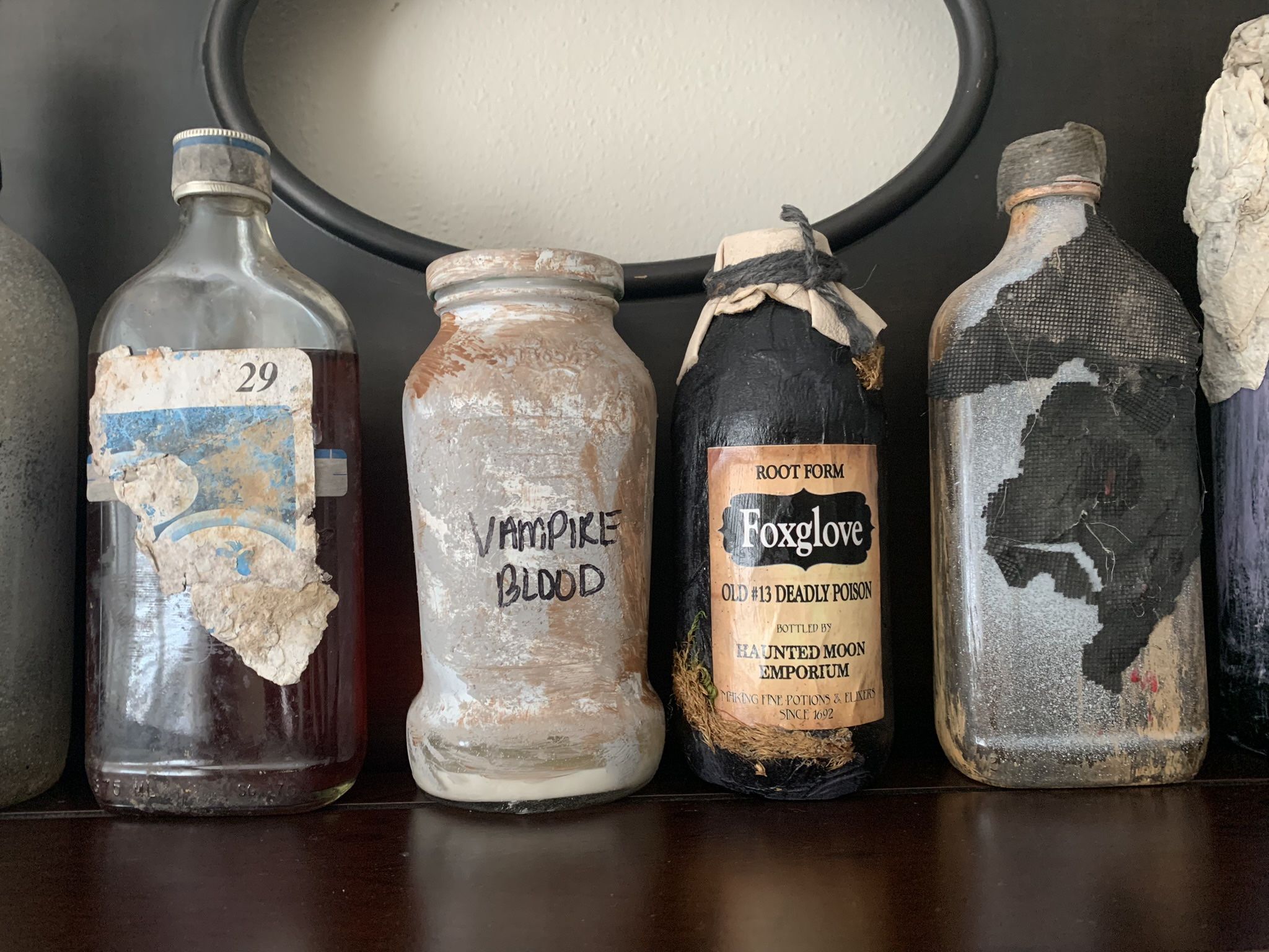 Halloween decor potion bottles