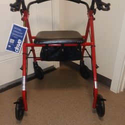Walker Drive Medical Brand Brand New 300 Lb Capacity Black Over Fire Red With Seven Spoke ABS Unbreakable Wheels And Extra Storage Collapsible Conceal