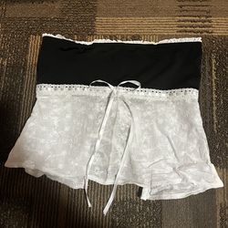 black and white lace tied tube top