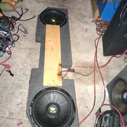 2 1200watts Kickers 12s Competition Subs In Underneath Seat Box Fits Dodge Ram 1500 Or Chevy Silverado 600watts RMS Strong Subs With Wood 2  Protect 
