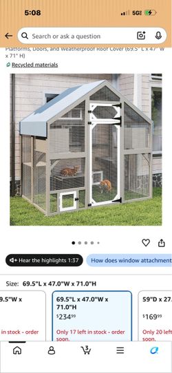 Large Outdoor Cat Enclosure with Weatherproof Roof