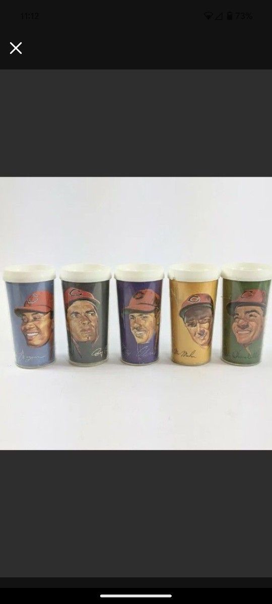 Vintage 1966 Cleveland Indians Volpe Cups Tumblers Lot of 5 Set McMahon