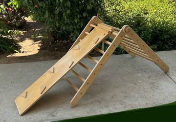 Wooden Triangle, With Slide And Climbing board