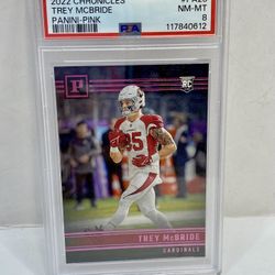 Trey McBride Rookie 2022 Panini Chronicles #PA-23 Pink TE Arizona Cardinals PSA8
