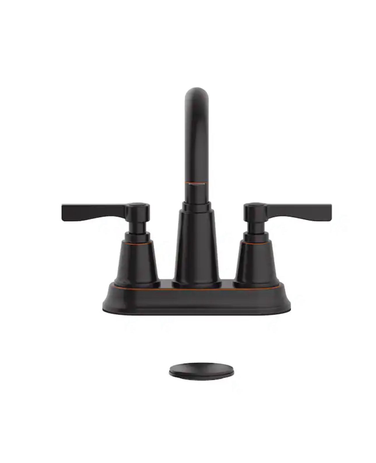 allen + roth Townley Oil rubbed bronze 4-in centerset 2-handle WaterSense High-arc Residential Handle Bathroom Sink Faucet with Drain with Deck Plate