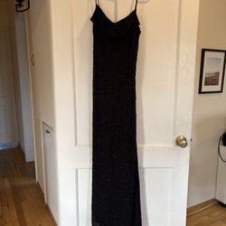 Vintage Beaded Black Formal Maxi Dress