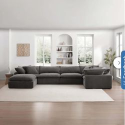 Sereen 6-piece Fabric Modular Sectional, Dark Gray