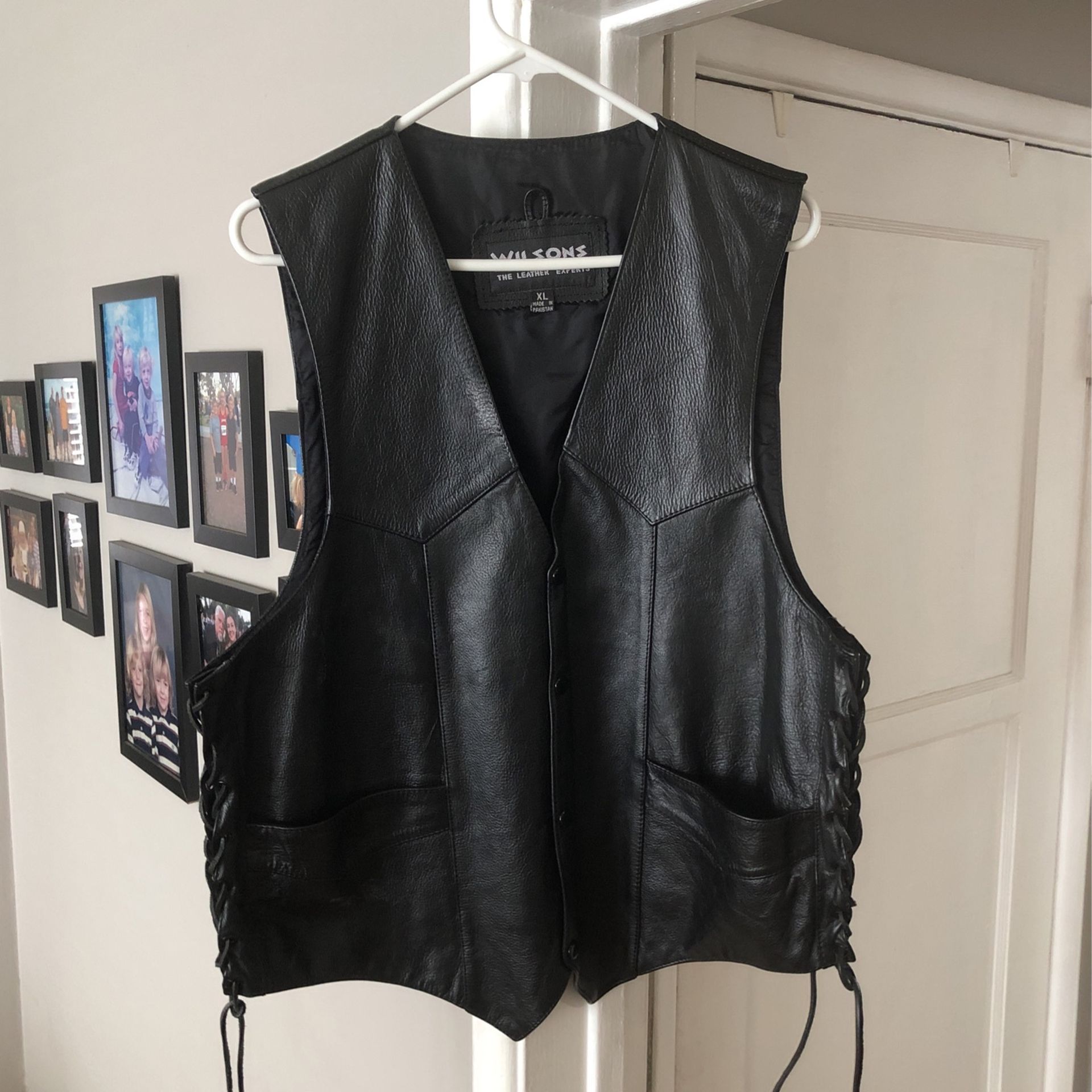 Wilson’s XL Genuine, Black Leather Motorcycle Vest