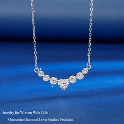 Moissanite heart necklace, Sterling Silver