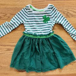 Cat & Jack Green Sequin Shamrock Long Sleeve Tulle Dress - 2T