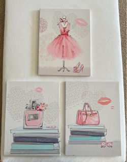 Fashion Wall Art Canvas Prints Set of 3