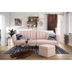 *Brand New* Novogratz Brittany Futon, Pink Linen