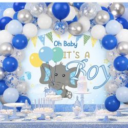Baby Boy Elephant Theme Decoration (new)