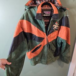 XL Miami Hurricanes 100% Leather Jacket vintage