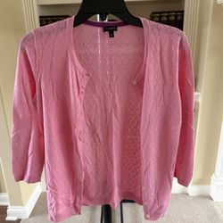 Talbots Women's pink pointelle cardigan
