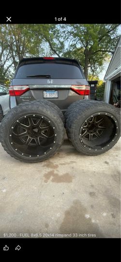 FUEL 8x6.5 20x14 rims and 33 inch tires