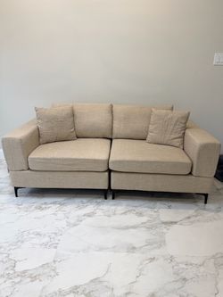 Wade Logan Beige 2-Seater Modular Sofa – 75” + 2 Footrests