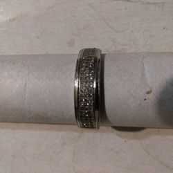 10k White Gold Ring With Small Diamonds Size 10 And 1/4 Used