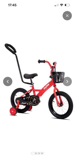 JOYSTAR 14 Inch Kids Bike with Training Wheels & Basket Red
