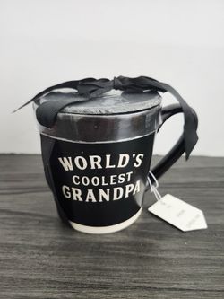 World’s Coolest Grandpa Mug Gift Set with Lid & Gift Tag – New