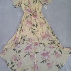 Yellow And Pink Flowy Dress