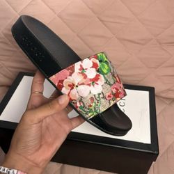 Floral Designer Slide Sandals (Gucci Blooms Style)