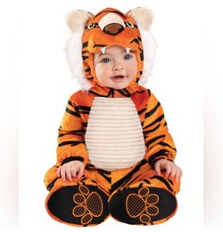 BABY TIGER 🐯LIL' TIGER🐯 PLUSH JUMPSUIT AND HOOD COSTUME SIZE 0-6 MONTHS🌟NWT🌟