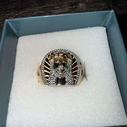 14 K Gold Vvs1 Diamonds Ring Jesus 