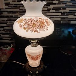 Vintage Floral Hurricane Lamp 