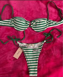 Miu miu green striped bikini S