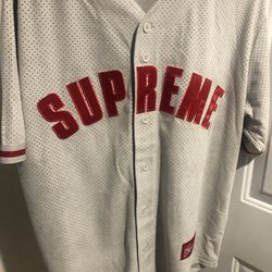 Supreme Ultrasuede Mesh Baseball Jersey Grey size M