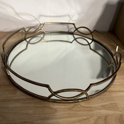 Round Gold Mirrored Tray – Coffee Table Decor