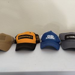 4 Cap bundle -Bud Light Cap, Yamaha Cap, Continental Cap & Highland Tactical Cap