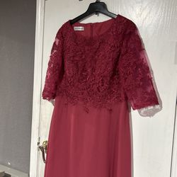 A-line Scoop Illusion Floor-Length Chiffon Lace Dress Size 16