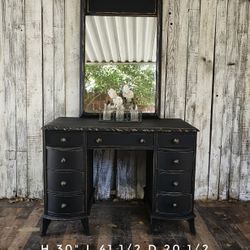 Black Vintage Makeup Vanity Desk 