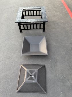 Outdoor Square Metal Fire Pit with Cover