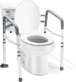 Medical king Toilet Safety Rail - Adjustable Detachable Toilet Safety Frame with Handles Heavy-Duty