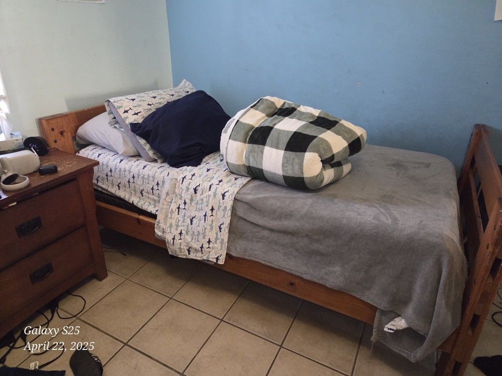 Child Used Twin Bed Frame, Night Stand & Dresser