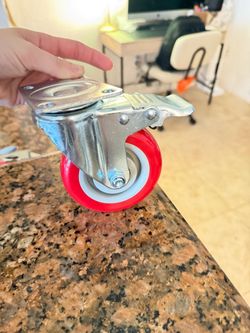 4-Pack Heavy Duty 4 Inch Gray Metal 360° Swivel Plate Locking Caster Wheels with Brakes, Load 2200 lbs.