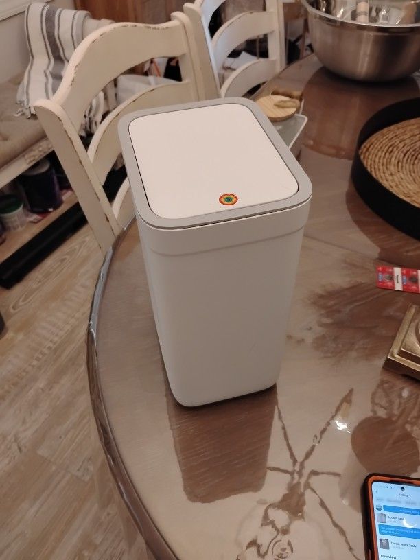 White Grey Trim Bathroom Trash Bin