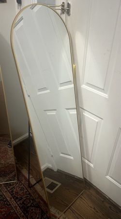 Gold Arched Full-Length Floor Mirror