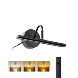 Hard-Wired Picture Lights For Wall 12" LED Wall Art Light With Remote, CCT Dimmable Picture Gallery Art Lamp For Paintings Poster Light, 2700K