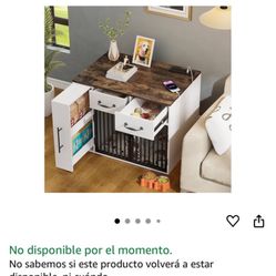 Dog Crate Furniture, Dog Crate for Small to Large Dogs with Storage Cabinet and Feeder, Dog Kennel Furniture with Double Doors for Small/Medi