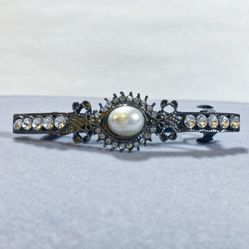 Silver Hair Barrette with Pearl