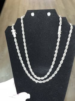 6mm Silver Rope Chain w/ Moissanite Clasp